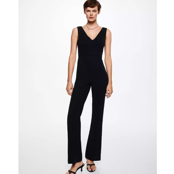 🖤Mango V-Neck Jumpsuit, NWT - Black M - Picture 2 of 6